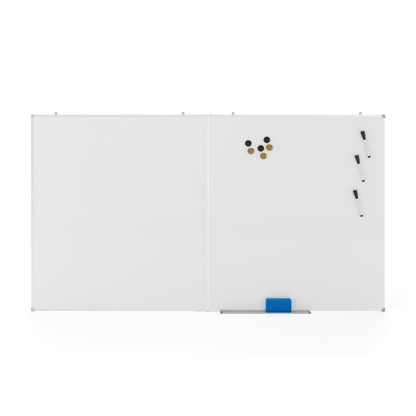 Flash Furniture HERCULES 72in. x 40in. Whiteboard, Alum Magnetic Dry Erase Board w/Wall Mount, Marker Tray, Eraser BR-FMW-91101-7240-GG - main